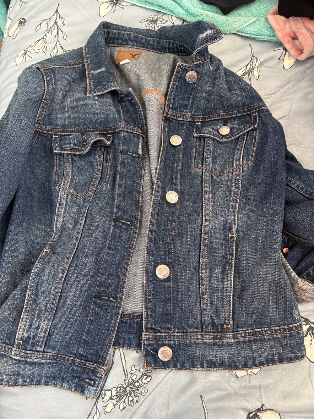 American Eagle Outfitters Dark Blue Denim Jean Jacket